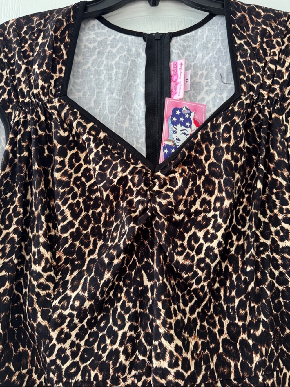 Pinup Couture Leopard Print Midi Dress in Brown and Black - Picture 3 of 5